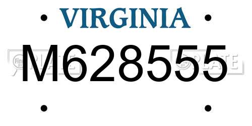 M628555 Virginia License Plate