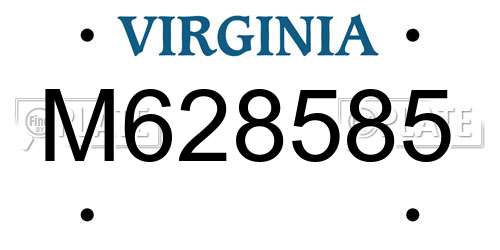 M628585 Virginia License Plate