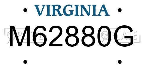 M62880G Virginia License Plate