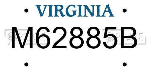M62885B Virginia License Plate