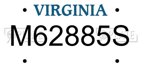 M62885S Virginia License Plate