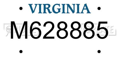 M628885 Virginia License Plate