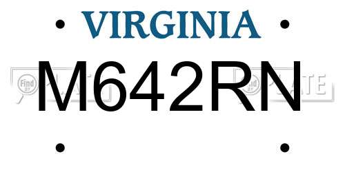 M642RN Virginia License Plate
