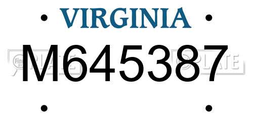 M645387 Virginia License Plate