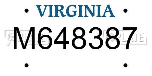 M648387 Virginia License Plate