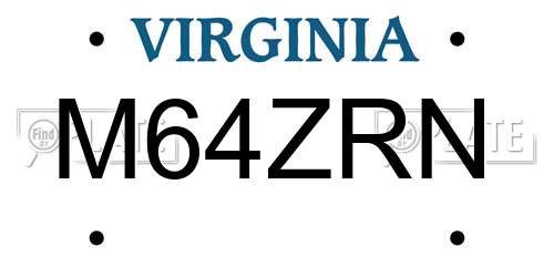 M64ZRN Virginia License Plate