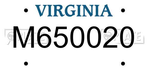 M650020 Virginia License Plate