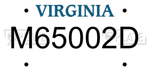 M65002D Virginia License Plate