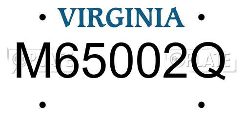M65002Q Virginia License Plate