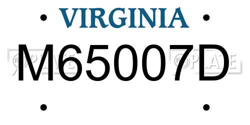 M65007D Virginia License Plate