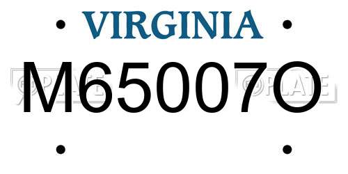M65007O Virginia License Plate