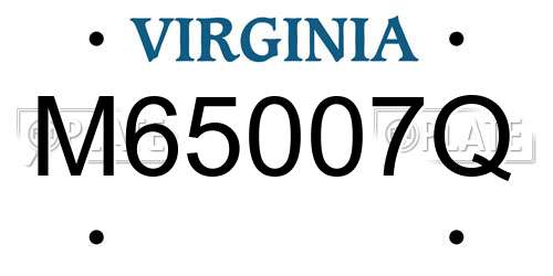 M65007Q Virginia License Plate