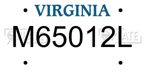 M65012L Virginia License Plate