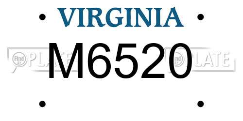 M6520 Virginia License Plate