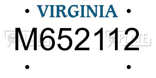 M652112 Virginia License Plate