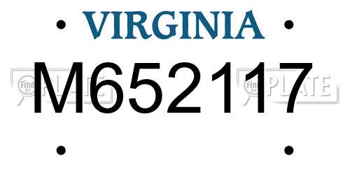 M652117 Virginia License Plate