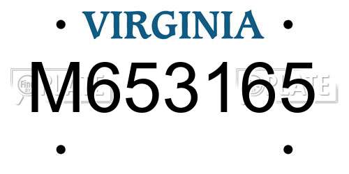 M653165 Virginia License Plate