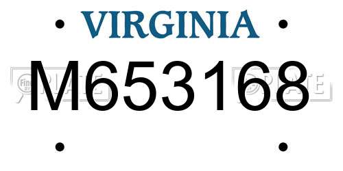 M653168 Virginia License Plate