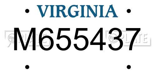 M655437 Virginia License Plate