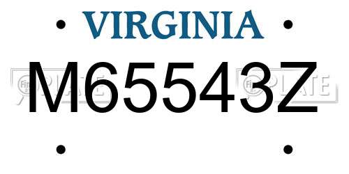 M65543Z Virginia License Plate