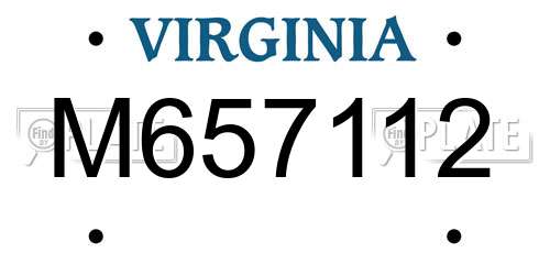M657112 Virginia License Plate
