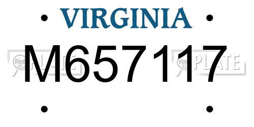 M657117 Virginia License Plate