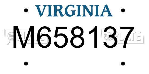 M658137 Virginia License Plate
