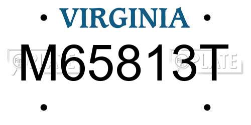 M65813T Virginia License Plate