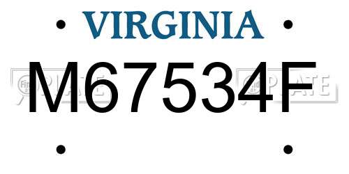 M67534F Virginia License Plate