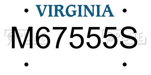M67555S Virginia License Plate