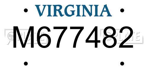 M677482 Virginia License Plate