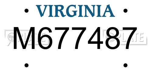 M677487 Virginia License Plate
