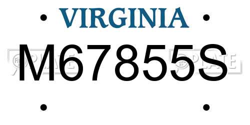 M67855S Virginia License Plate