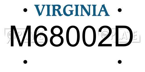 M68002D Virginia License Plate