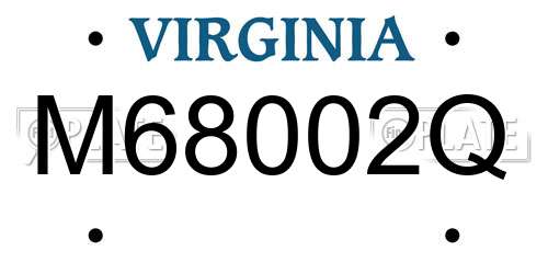 M68002Q Virginia License Plate