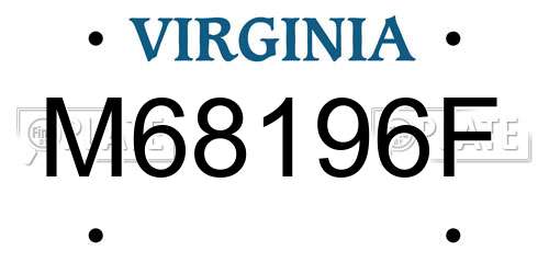 M68196F Virginia License Plate