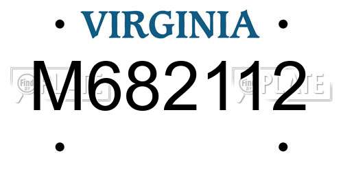 M682112 Virginia License Plate