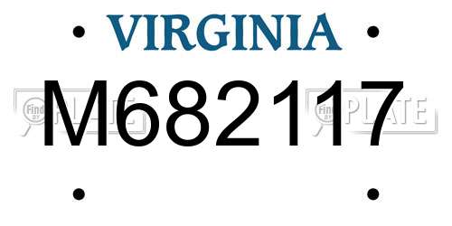 M682117 Virginia License Plate