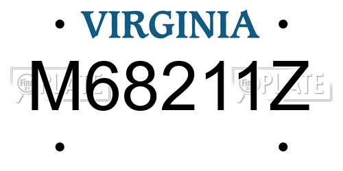 M68211Z Virginia License Plate