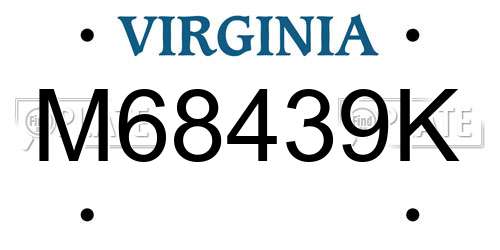 M68439K Virginia License Plate