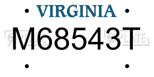 M68543T Virginia License Plate
