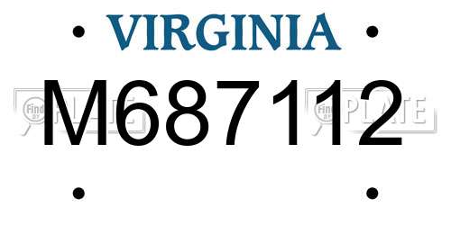 M687112 Virginia License Plate