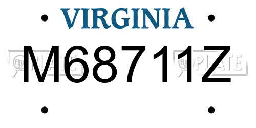 M68711Z Virginia License Plate