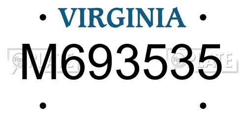 M693535 Virginia License Plate