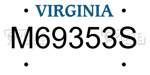 M69353S Virginia License Plate