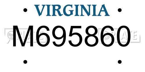 M695860 Virginia License Plate