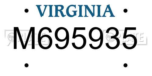 M695935 Virginia License Plate