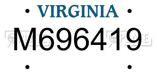 M696419 Virginia License Plate