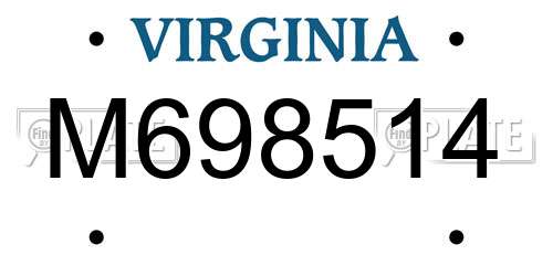 M698514 Virginia License Plate