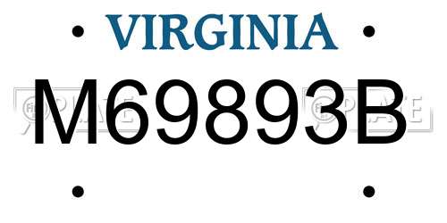 M69893B Virginia License Plate
